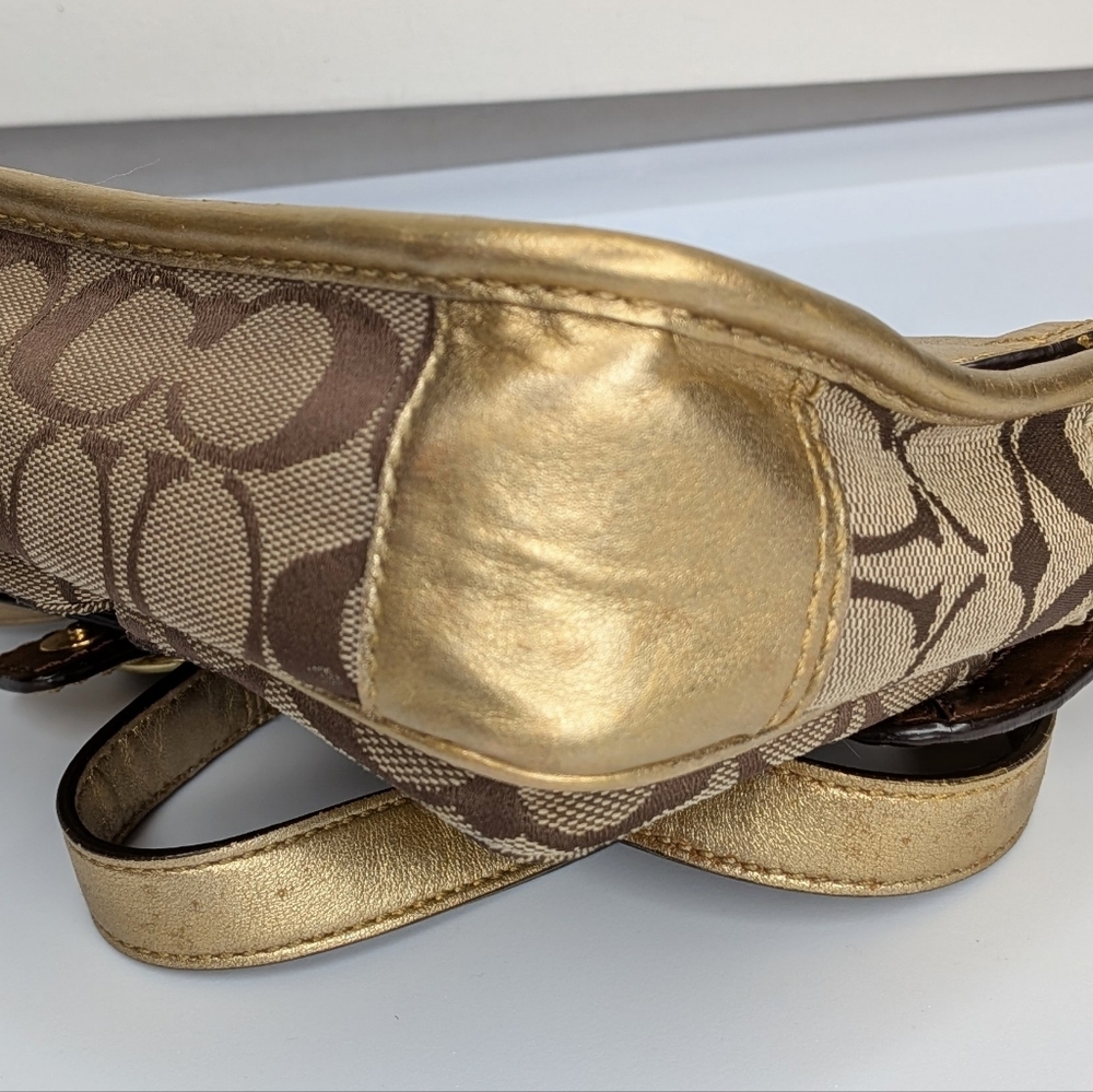 Coach Bleeker Crossbody Bag Jessie Signature Gold Tan Mini Messenger Buckle Y2K - Picture 8 of 16